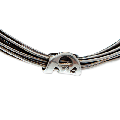 Manschettenarmband aus Sterlingsilber für Herren - Taxco-Manschettenarmband aus Sterlingsilber für Herren mit Jaguar-Motiv
