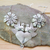 Collar llamativo de plata de ley - Collar llamativo de flores y corazón de pájaro de plata 925 de Taxco
