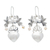 Cultured pearl chandelier earrings, 'Bird Heart' - Taxco 925 Silver Cultured Pearl Bird Chandelier Earrings