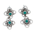 Turquoise dangle earrings, 'Bewitching Blooms' - Taxco Sterling Silver Turquoise Floral Dangle Earrings