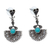 Turquoise dangle earrings, 'Fan Fantasy' - Taxco Sterling Silver Turquoise Fan-Themed Dangle Earrings