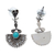 Turquoise dangle earrings, 'Fan Fantasy' - Taxco Sterling Silver Turquoise Fan-Themed Dangle Earrings