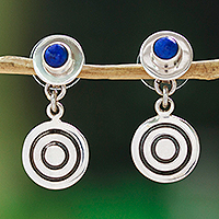 Pendientes colgantes de lapislázuli, 'Divine Blue Touch' - Pendientes colgantes de plata Taxco 925 con piedras de lapislázuli