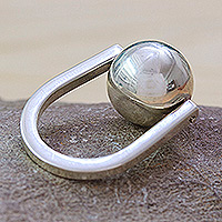 Sterling silver cocktail ring, 'Contemporary Shapes' - Modern Polished Taxco Sterling Silver Ball Cocktail Ring