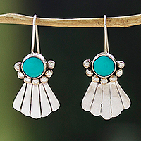 Turquoise dangle earrings, 'Ocean of Hope' - Ocean-Themed Natural Turquoise Dangle Earrings from Mexico