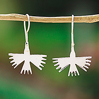 Pendientes colgantes de plata de ley, 'Armonía de Nazca' - Pendientes colgantes de plata de ley inspirados en el colibrí de Nazca