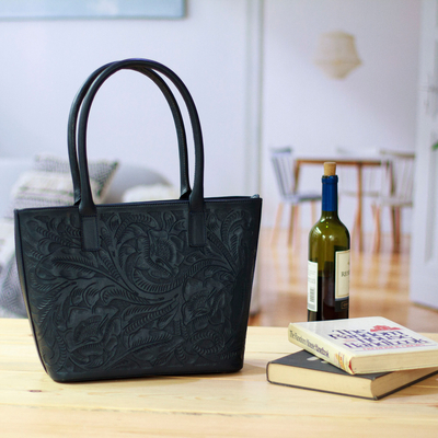 Elegant Flower Embossed Handbag, Fashionable Satchel Bag For Work