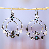 Beaded sterling silver dangle earrings, 'Cycles of Peace' - Romantic Nature-Themed Round Sterling Silver Dangle Earrings