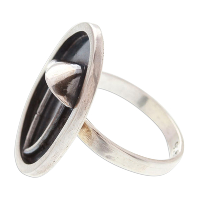 Sterling silver cocktail ring, 'Memory of the Woods' - Mushroom-Themed Cocktail Ring in a Combination Finish