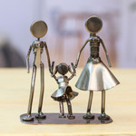 Auto part statuette, 'Family of Three' - Handcrafted Recycled Auto Part Statuette of Family of Three