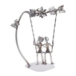 Auto part statuette, 'Romantic Swing' - Eco-Friendly Recycled Auto Part Statuette of Couple in Swing