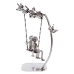 Auto part statuette, 'Romantic Swing' - Eco-Friendly Recycled Auto Part Statuette of Couple in Swing
