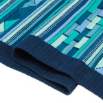 Wool runner rug, 'Blue Geometry' (3x10) - Handwoven Wool Runner Rug in Blue Turquoise and Green (3x10)