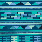 Wool runner rug, 'Blue Geometry' (3x10) - Handwoven Wool Runner Rug in Blue Turquoise and Green (3x10)