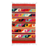 Wool area rug, 'Divine Traditions' (2x3.50) - Wool Area Rug with Traditional Mexican Motifs (2x3.50)
