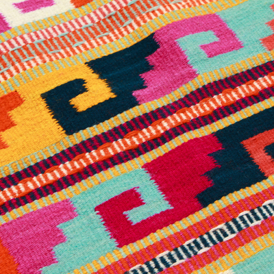 Wool area rug, 'Divine Traditions' (2x3.50) - Wool Area Rug with Traditional Mexican Motifs (2x3.50)