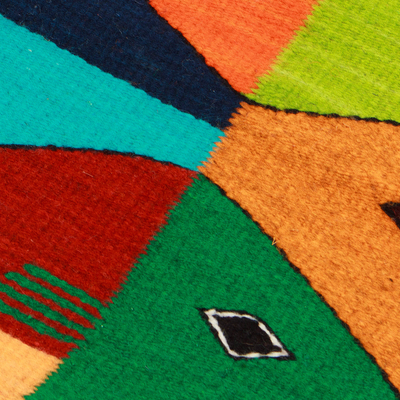 Wollteppich, (2x3,50) - Wollteppich mit Fischmotiven, handgewebt in Mexiko (2x3,50)