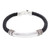 Pulsera colgante de cuero y plata de primera ley para hombre. - Pulsera clásica con colgante de cuero y plata de ley para hombre.