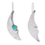 Turquoise drop earrings, 'Contemporary Moon' - Modern Moon Themed Taxco 925 Silver Turquoise Drop Earrings