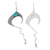 Turquoise dangle earrings, 'Abstract Flair' - Modern Taxco 925 Silver Dangle Earrings with Turquoise Stone