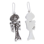Sterling silver dangle earrings, 'Catrina Glam' - Taxco Silver Mexico Day of the Dead Catrina Dangle Earrings
