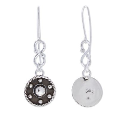Sterling silver dangle earrings, 'Wheels of Style' - Modern Taxco Sterling Silver Oxidized Dangle Earrings