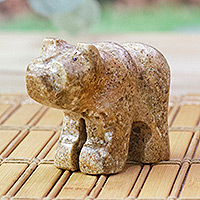 Onyx figurine, 'Little Bear' - Hand-Carved Natural Brown Bear-Shaped Onyx Figurine