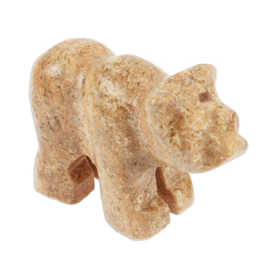 Onyx figurine, 'Little Bear' - Hand-Carved Natural Brown Bear-Shaped Onyx Figurine