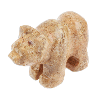 estatuilla de ónix - Figura de ónix natural tallada a mano con forma de oso marrón