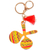 Wood keychain and bag charm, 'Festive Maracas' - Hand-Painted Maracas-Themed Wood Keychain and Bag Charm