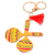 Wood keychain and bag charm, 'Festive Maracas' - Hand-Painted Maracas-Themed Wood Keychain and Bag Charm