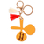 Wood keychain and bag charm, 'Festive Maracas' - Hand-Painted Maracas-Themed Wood Keychain and Bag Charm