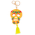 Wood keychain and bag charm, 'Mexican Tradition' - Hand-Painted Day of the Dead Skull Wood Keychain & Bag Charm