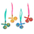 Wood ornaments, 'Festive Maracas' (set of 4) - colourful Set of 4 Hand-Painted Maracas Themed Wood Ornaments