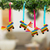 Wood ornaments, 'Vivacious Donkey' (set of 4) - Set of 4 Hand-Painted Piñata-Themed colourful Wood Ornaments