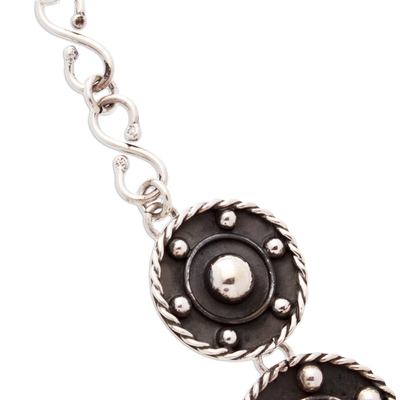 Sterling silver link necklace, 'Wheels of Style' - Modern Taxco Sterling Silver Oxidized Link Necklace