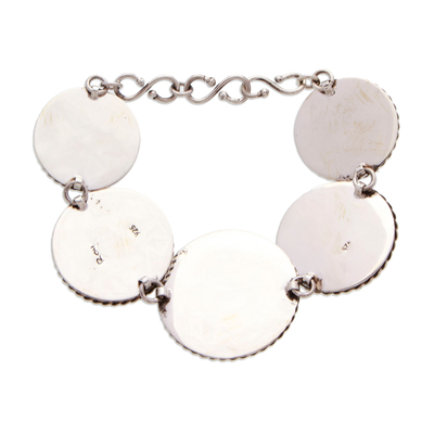 Sterling silver link bracelet, 'Wheels of Style' - Modern Taxco Sterling Silver Oxidized Link Bracelet