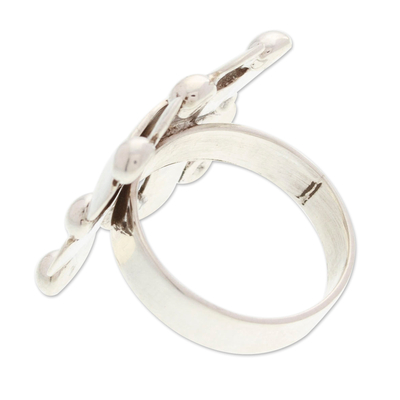 Sterling silver cocktail ring, 'Braided Gala' - Polished Taxco Sterling Silver Cocktail Ring