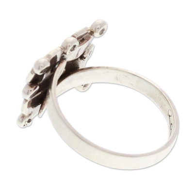 Sterling silver wrap cocktail ring, 'Braided Gala' - Polished Adjustable Taxco Sterling Silver Cocktail Ring