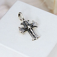 Men’s sterling silver pendant, ‘Sword Cross’ - Taxco Sterling Silver Men’s Cross Pendant with Sword Accent