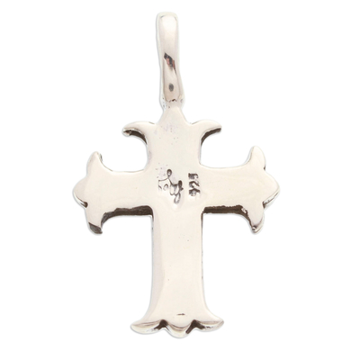 Men’s sterling silver pendant, ‘Sword Cross’ - Taxco Sterling Silver Men’s Cross Pendant with Sword Accent