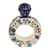 Ceramic tequila decanter, 'Ring of Liquid Soul' - Day of the Dead Blue and Ivory Ceramic Tequila Decanter