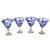 Handblown recycled glass martini glasses, 'Cobalt Swirls' (set of 4) - Eco-Friendly Set of 4 Handblown Blue Swirl Martini Glasses thumbail