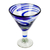 Handblown recycled glass martini glasses, 'Cobalt Swirls' (set of 4) - Eco-Friendly Set of 4 Handblown Blue Swirl Martini Glasses (image 2d) thumbail