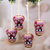 Embroidered felt ornaments, 'Burgundy Skulls' (set of 4) - Set of 4 Embroidered Burgundy and Purple Skull Ornaments