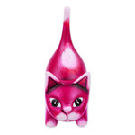 Ceramic sculpture, 'Feline Audacity in Aubergine' - Whimsical Hand-Painted Aubergine Cat Ceramic Sculpture