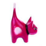 Ceramic sculpture, 'Feline Audacity in Aubergine' - Whimsical Hand-Painted Aubergine Cat Ceramic Sculpture