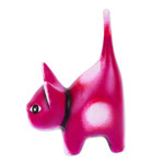 Ceramic sculpture, 'Feline Audacity in Aubergine' - Whimsical Hand-Painted Aubergine Cat Ceramic Sculpture