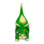Ceramic sculpture, 'Feline Audacity in Lime' - Whimsical Hand-Painted Lime Cat Ceramic Sculpture
