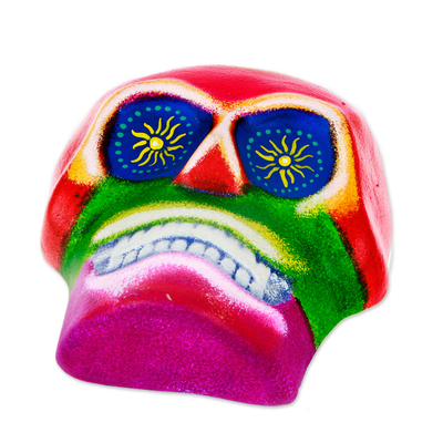 Ceramic mask, 'Underworld Face' - Day of the Dead Hand-Painted Colorful Ceramic Skull Mask